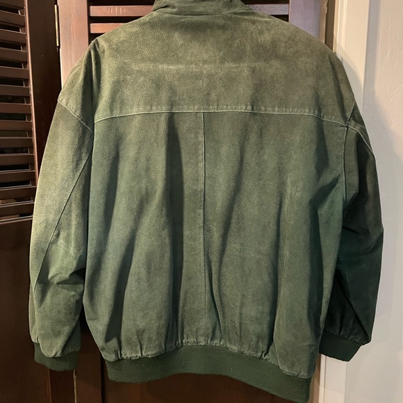 PELLE Green Suede Bomber Jacket XL - Picture 4 of 6